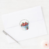 Waterverf Babyshower met Aardbeien Ronde Sticker (Envelop)
