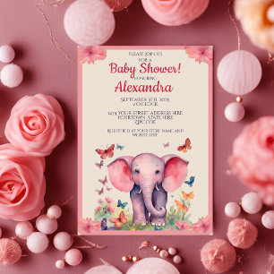 Waterverf Babyshower met Olifantje Kaart