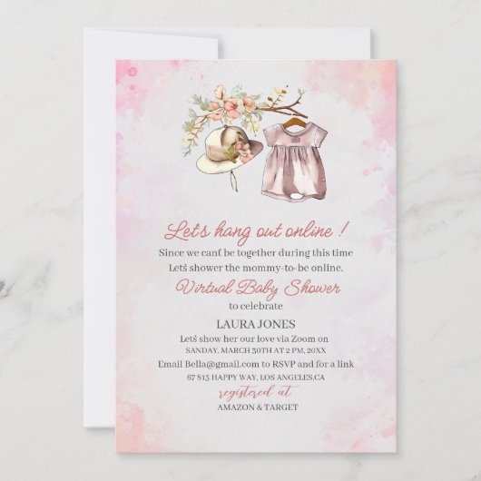 Waterverf BabyUitnodiging Kaart (Voorkant)