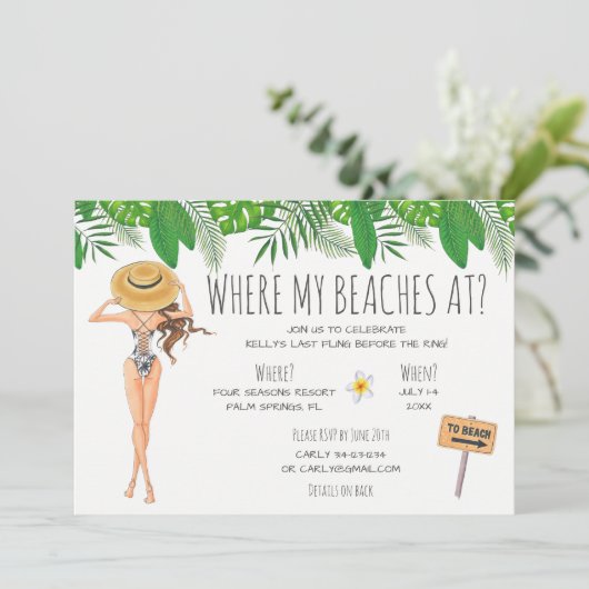 Waterverf Bachelorette Beach Party Kaart (Staand voorkant)