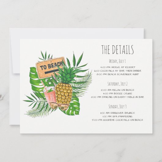 Waterverf Bachelorette Beach Party Kaart (Achterkant)