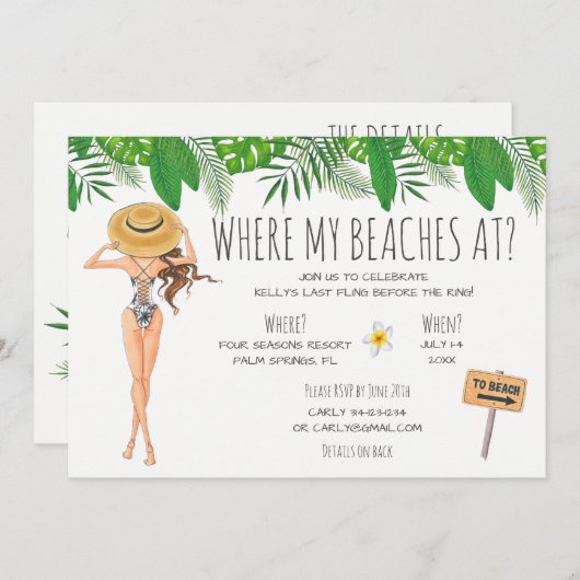 Waterverf Bachelorette Beach Party Kaart (Voorkant / Achterkant)