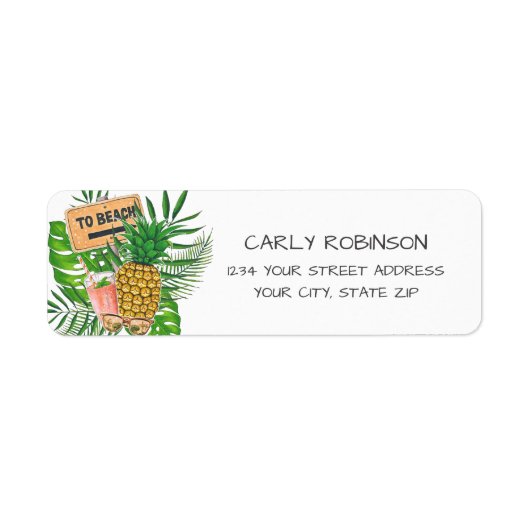 Waterverf Bachelorette Beach Party Retouradres Etiket (Voorkant)