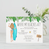 Waterverf Bachelorette Beach Party - Uitnodiging (Staand voorkant)