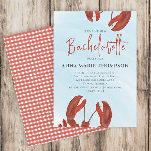 Waterverf Bachelorette Party Red Lobster Coastal Kaart
