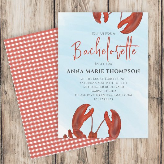 Waterverf Bachelorette Party Red Lobster Coastal Kaart