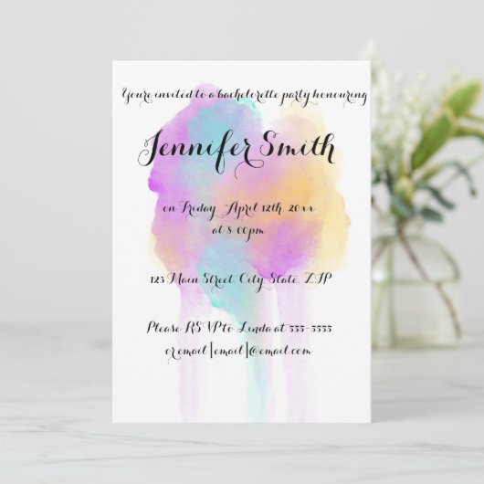 Waterverf Bachelorette Party Uitnodigingen (Staand voorkant)