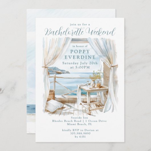 Waterverf Bachelorette Party Weekend Oceanside Kaart (Voorkant / Achterkant)