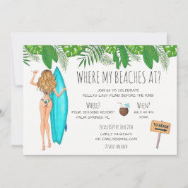 Waterverf Bachelorette Surf Beach Party Kaart