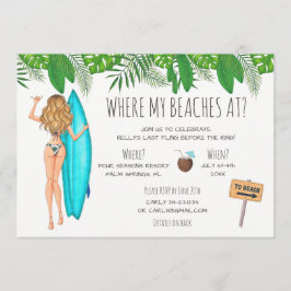 Waterverf Bachelorette Surf Beach Party Kaart