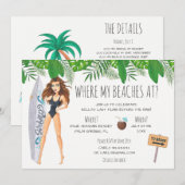 Waterverf Bachelorette Surf Beach Party Kaart (Voorkant / Achterkant)