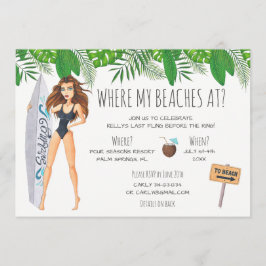 Waterverf Bachelorette Surf Beach Party Kaart