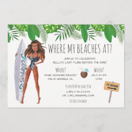 Waterverf Bachelorette Surf Beach Party Kaart