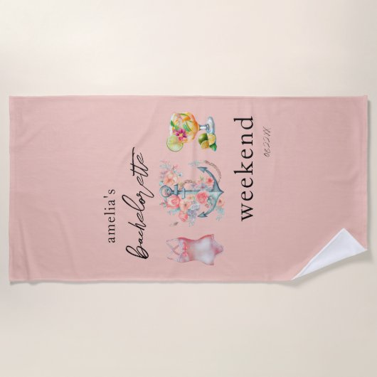 Waterverf Bachelorette Weekend Strandlaken (Voorkant)