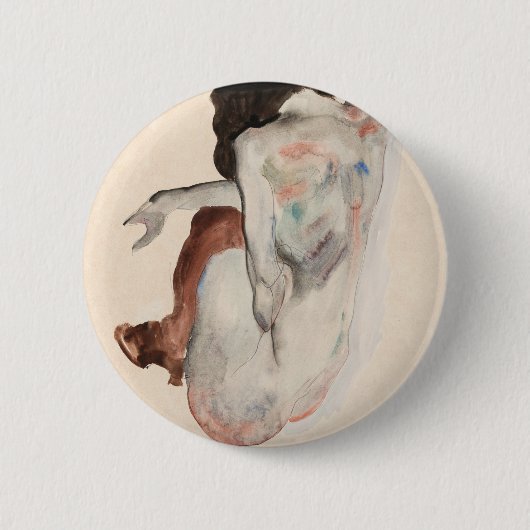 Waterverf  back Uitzicht (1912) Egon Schiele Ronde Button 5,7 Cm (Voorkant)