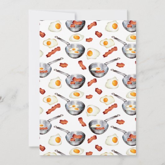 Waterverf Bacon & Eggs Ontbijt Brunch Verjaardag Kaart (Achterkant)