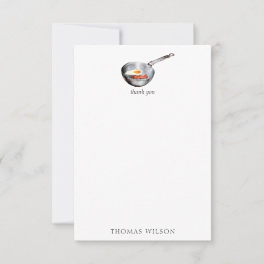 Waterverf Bacon & Eggs Ontbijt Eten Custom Name Bedankkaart (Voorkant)