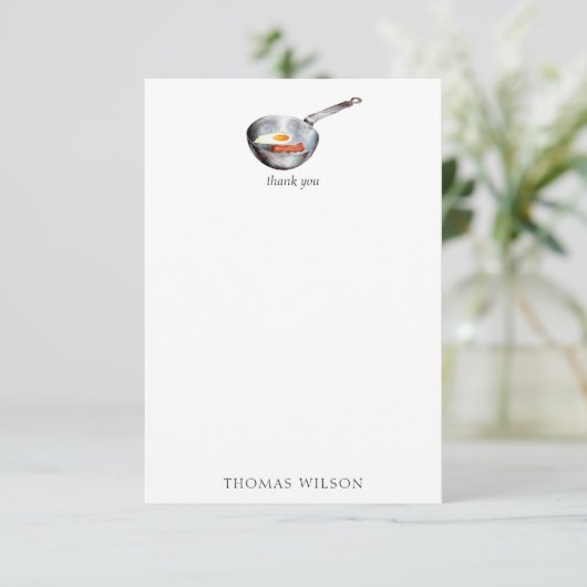 Waterverf Bacon & Eggs Ontbijt Eten Custom Name Bedankkaart (Staand voorkant)