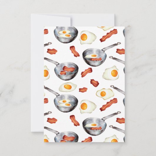 Waterverf Bacon & Eggs Ontbijt Eten Custom Name Bedankkaart (Achterkant)