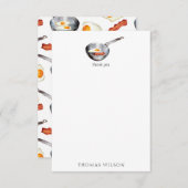 Waterverf Bacon & Eggs Ontbijt Eten Custom Name Bedankkaart (Voorkant / Achterkant)