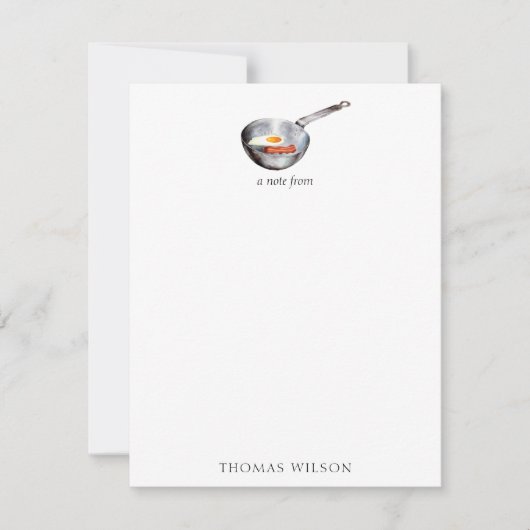 Waterverf Bacon & Eggs Ontbijt Eten Custom Name Notitiekaartje (Voorkant)