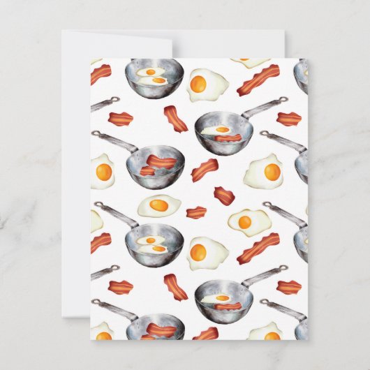 Waterverf Bacon & Eggs Ontbijt Eten Custom Name Notitiekaartje (Achterkant)