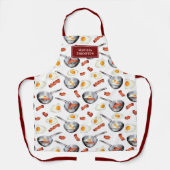 Waterverf Bacon & Eggs Ontbijt Eten Custom Name Schort (Voorkant)