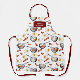 Waterverf Bacon & Eggs Ontbijt Eten Custom Name Schort