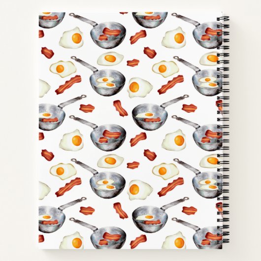 Waterverf Bacon & Eggs Ontbijt Eten Recept Notitieboek (Achterkant)
