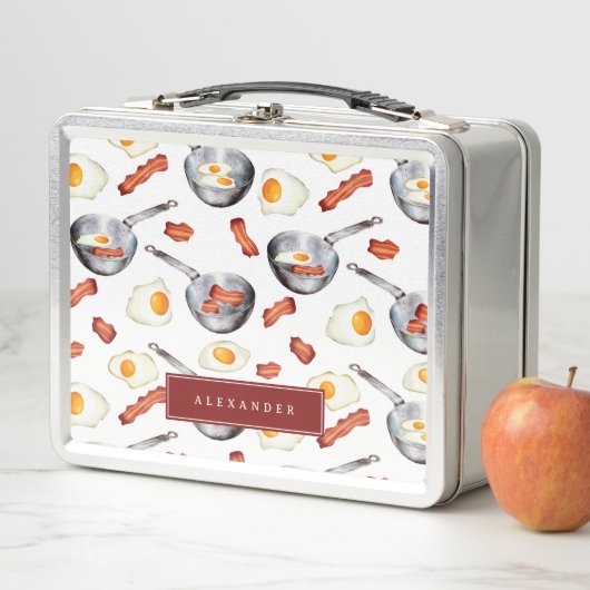 Waterverf Bacon & Eggs Ontbijt Voedingspatroon (In situ)