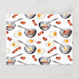 Waterverf Bacon & Eggs Ontbijt Voedingspatroon Briefkaart