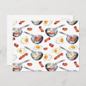 Waterverf Bacon & Eggs Ontbijt Voedingspatroon Briefkaart (Voorkant / Achterkant)