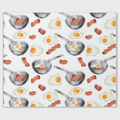 Waterverf Bacon & Eggs Ontbijt Voedingspatroon Cadeaupapier (Vlak)