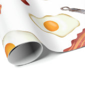 Waterverf Bacon & Eggs Ontbijt Voedingspatroon Cadeaupapier (Rol Hoek)