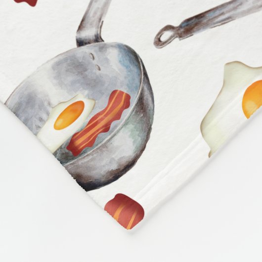 Waterverf Bacon & Eggs Ontbijt Voedingspatroon Fleece Deken (Hoek)