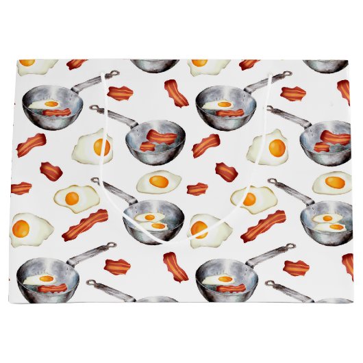 Waterverf Bacon & Eggs Ontbijt Voedingspatroon Groot Cadeauzakje (Voorkant)