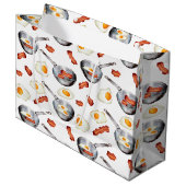 Waterverf Bacon & Eggs Ontbijt Voedingspatroon Groot Cadeauzakje (Voorkant Gekanteld)