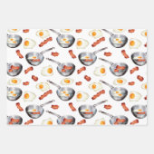 Waterverf Bacon & Eggs Ontbijt Voedingspatroon Inpakpapier Vel (Voorkant 2)