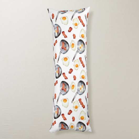 Waterverf Bacon & Eggs Ontbijt Voedingspatroon Lichaamskussen (Achterkant (Verticaal))