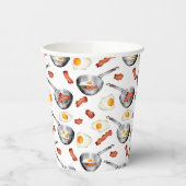 Waterverf Bacon & Eggs Ontbijt Voedingspatroon Papieren Bekers (Links)
