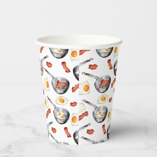 Waterverf Bacon & Eggs Ontbijt Voedingspatroon Papieren Bekers (Rechts)