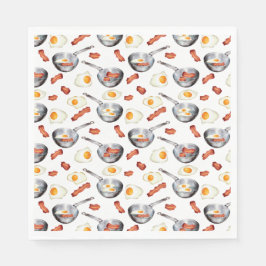Waterverf Bacon & Eggs Ontbijt Voedingspatroon Servet