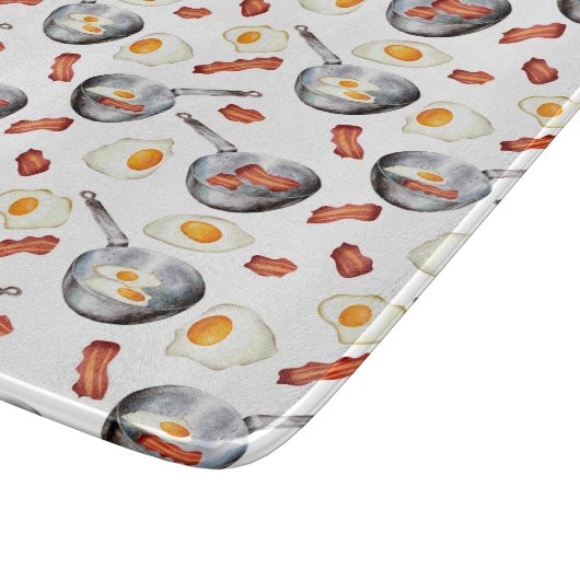 Waterverf Bacon & Eggs Ontbijt Voedingspatroon Snijplank (Hoek)