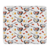 Waterverf Bacon & Eggs Ontbijt Voedingspatroon Snijplank (Voorkant)