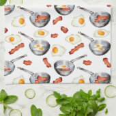Waterverf Bacon & Eggs Ontbijt Voedingspatroon Theedoek (Gevouwen)