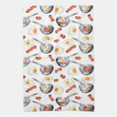 Waterverf Bacon & Eggs Ontbijt Voedingspatroon Theedoek (Verticaal)