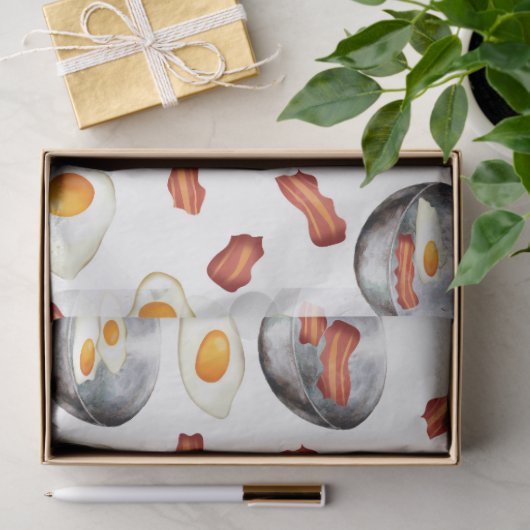 Waterverf Bacon & Eggs Ontbijt Voedingspatroon Tissuepapier (Geschenk)
