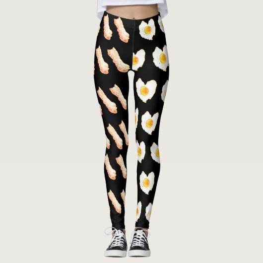 Waterverf Bacon en Eggs Breakfast lover Leggings (Voorkant)