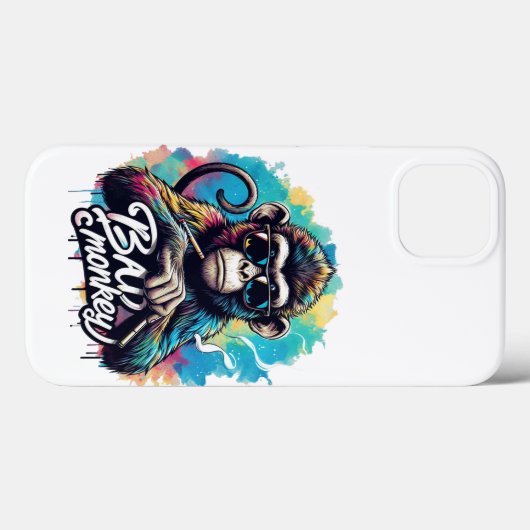Waterverf Bad Monkey iPhone 13 Hoesjes (Achterkant (horizontaal))