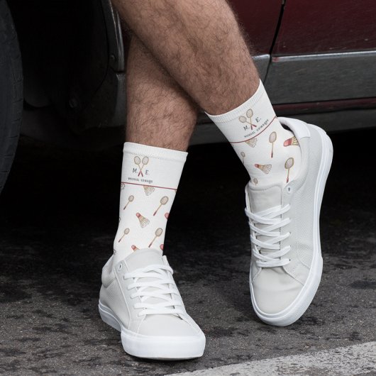 Waterverf Badminton Patroon | Monogram Soks Sokken